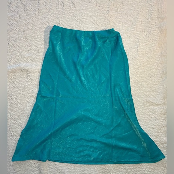 NWT Band of the Free Nida Satin Elastic Waist Midi Skirt turquoise mermaid sz S - Picture 5 of 7